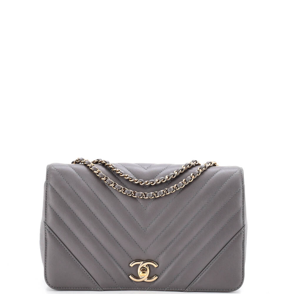 Chanel Small Statement Flap Bag Chevron Calfskin
